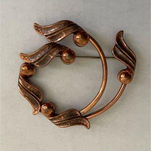 Vintage Bell Copper Brooch Southwestern Design Jewelry